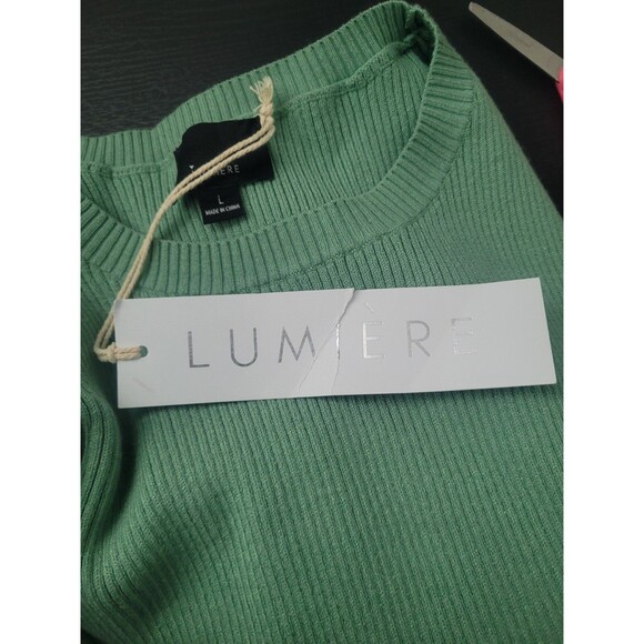 NWT ANTHROPOLOGIE Lumiere Ribbed Puff Short Sleeve Knit June Top Size L Boho - Picture 6 of 6